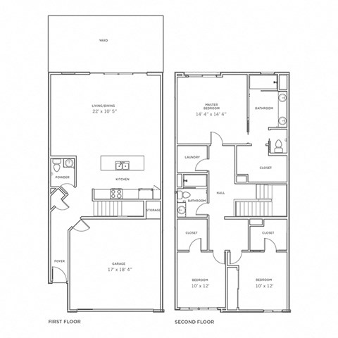 the floor plans for the two floors of the proposed residences at Novella Biltmore, Phoenix, AZ, 85016